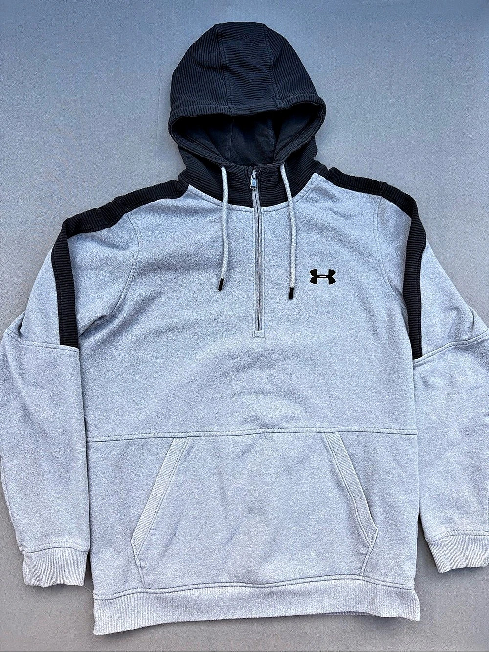 Under Armour Threadborne 1/4 Zip Hoodie Gray & Black Medium